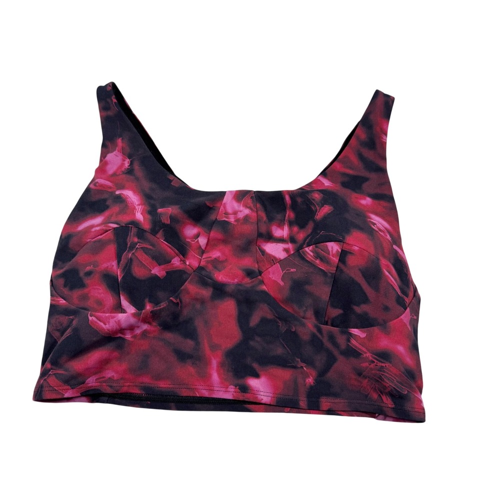 Lululemon Sports Bra Womens 6 Pink Black Abstract Seamed Bust Medium Support